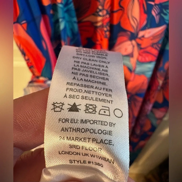 ANTHROPOLOGIE Hi Lo Floral Dress Large PETITE Fit & Flare Tropical Resort HUTCH - Picture 9 of 14